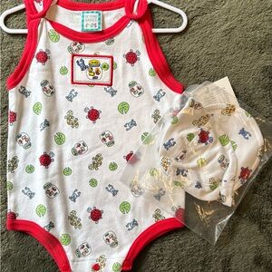 Vintage Beyond Basics Kids Bug Onesie with Matching Hat